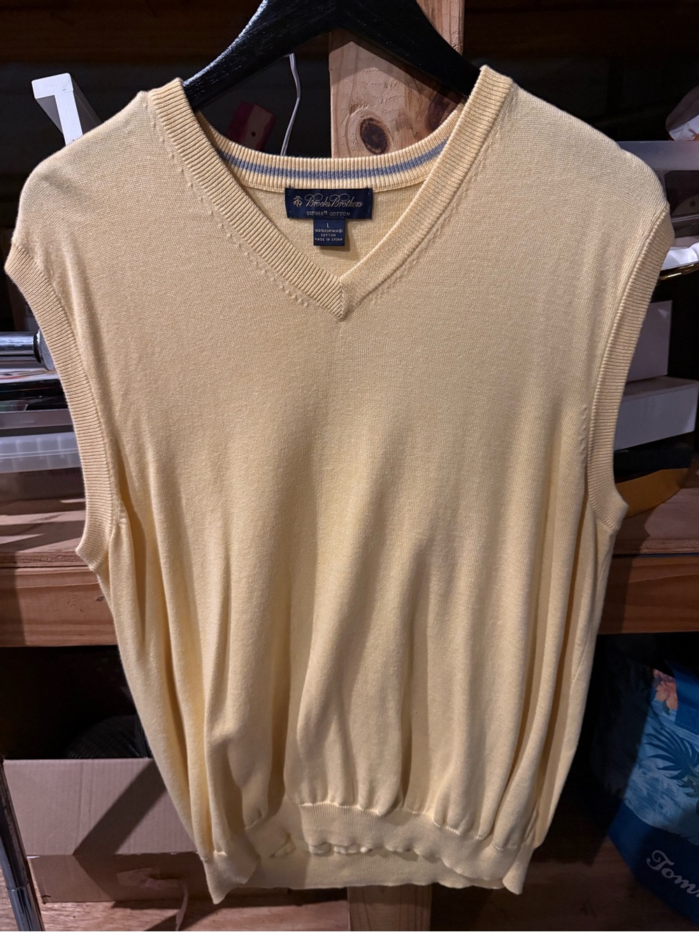 Brooks Brothers Pale Yellow V-Neck Sweater Vest